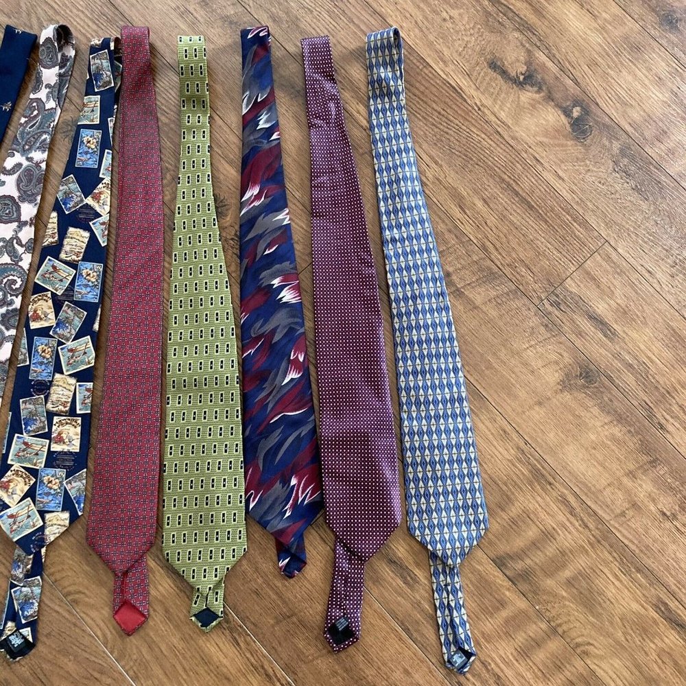 LOT OF 8 DIFFERENT BRANDS MEN’S NECK TIES STAFFORD HARDY AMIES TROPICALO LONDON - Picture 2 of 11
